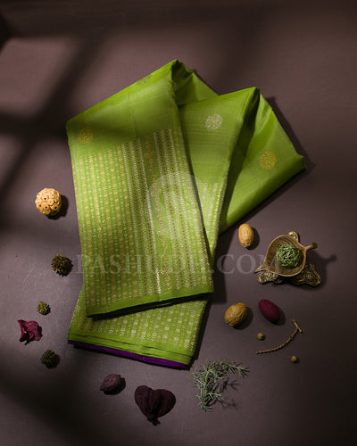 Parrot Green And Violet Kanjivaram Silk Saree - S1030(D)