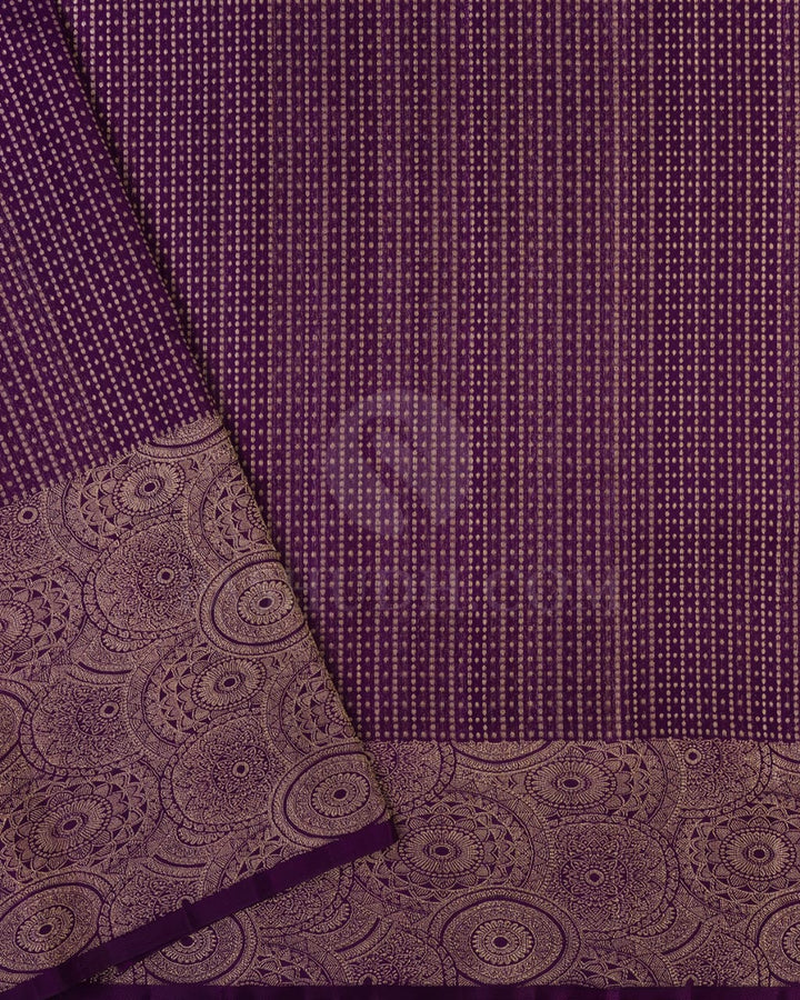 Powder Blue & Purple Organza Shimmer Kanjivaram Silk Saree - S1373(C)