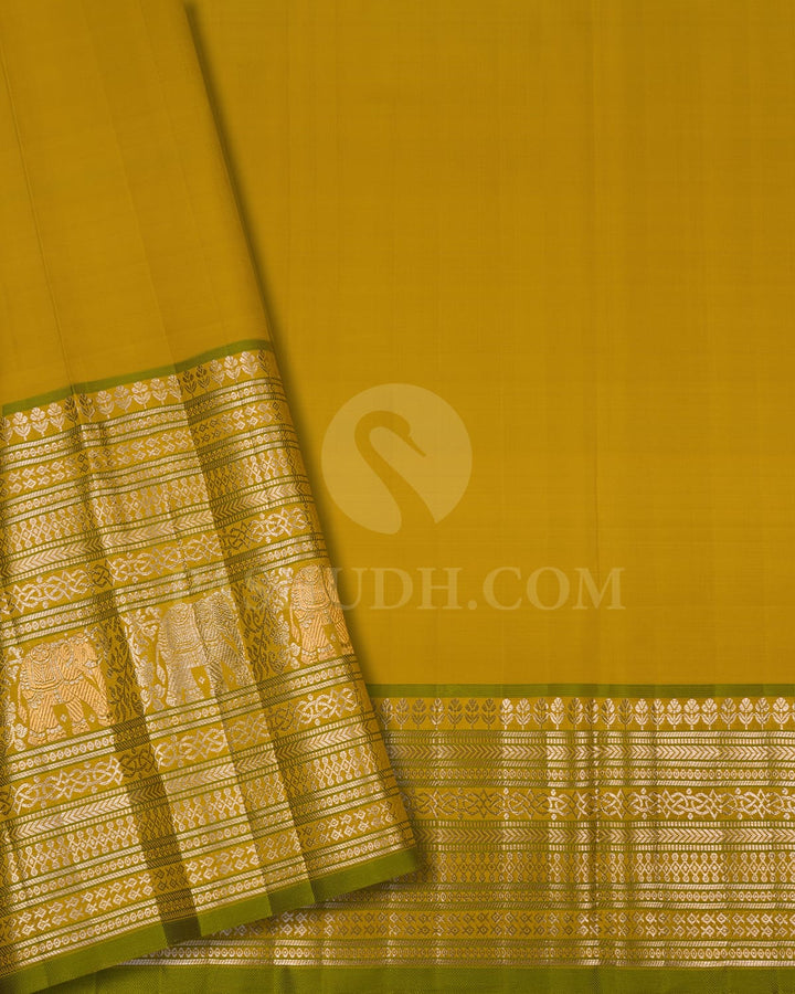 Watermelon Pink & Dual Shaded Green Kanjivaram Silk Saree-S1398(B)