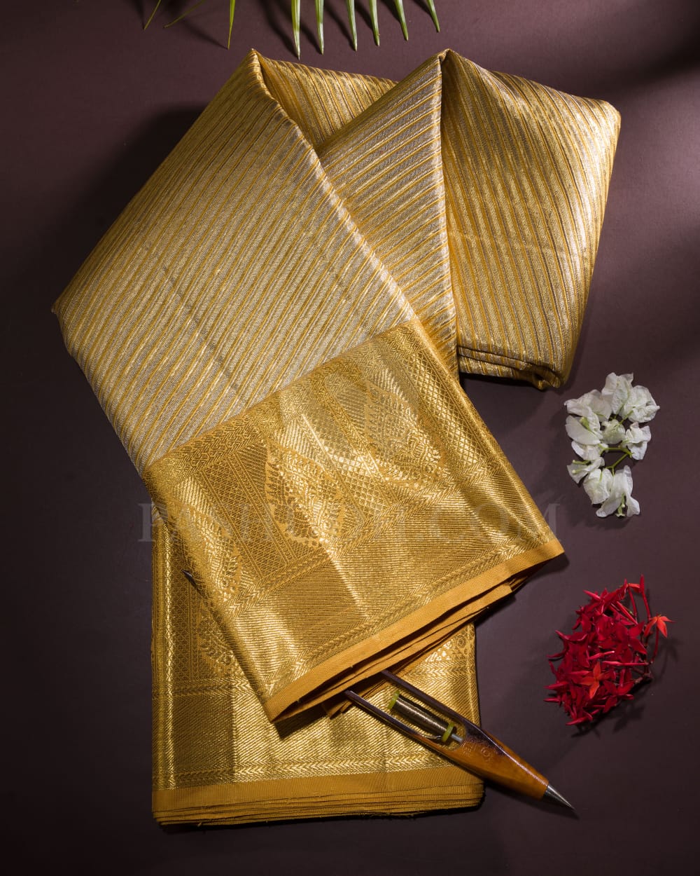 Antique Gold Tissue Bridal Kanjivaram Silk Saree-SP102 – Pashudh