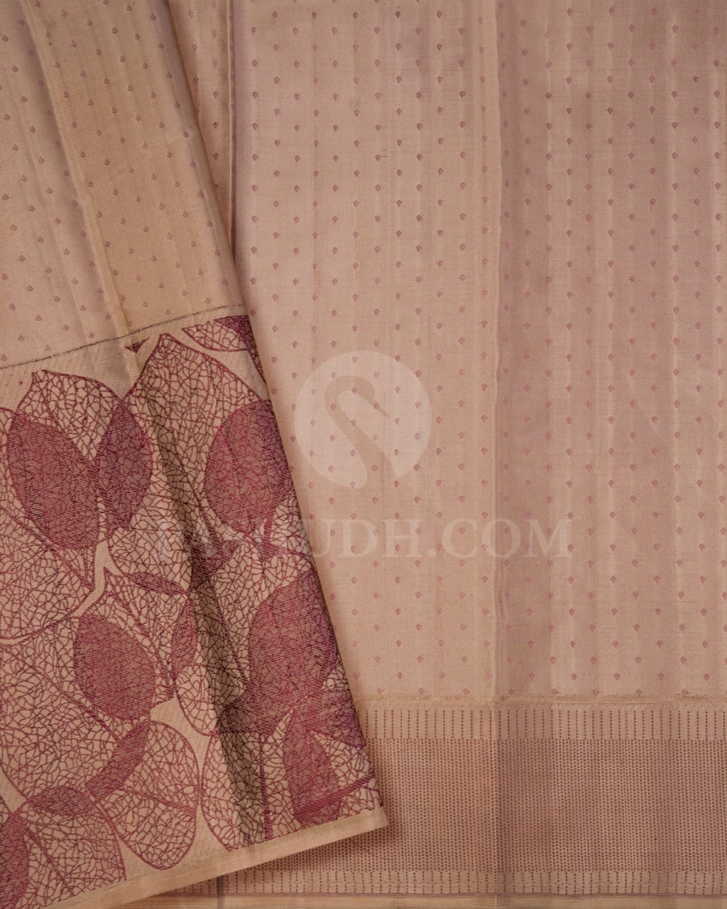 Plum With Ivory Kanjivaram Silk Saree-D615(C)