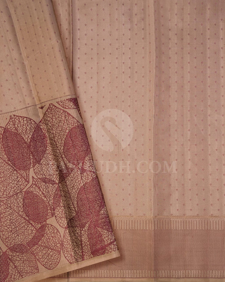 Plum With Ivory Kanjivaram Silk Saree-D615(C)