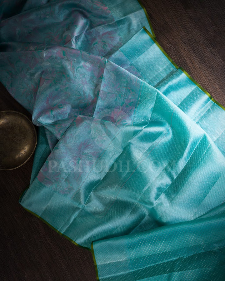 Peacock Mint Kanjivaram Silk Saree-DJ355(F)
