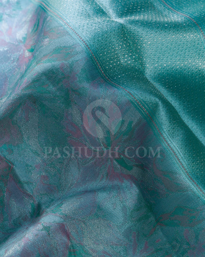 Peacock Mint Kanjivaram Silk Saree-DJ355(F)