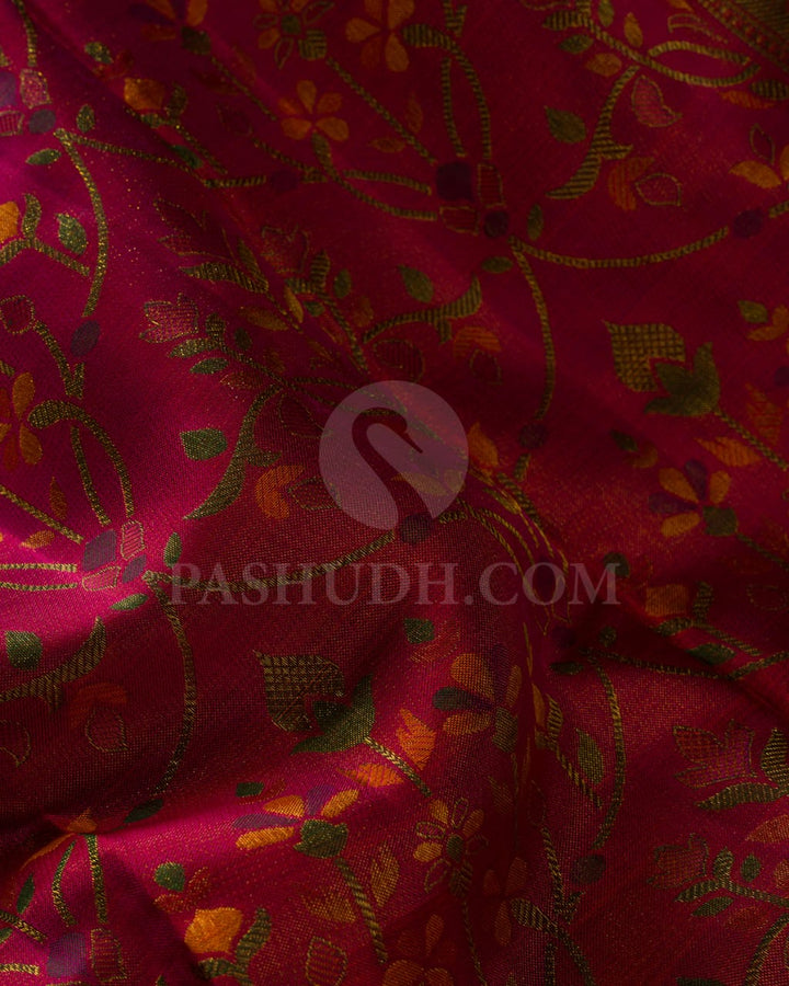 Pink Shot Orange Kanjivaram Silk Saree-DJ365(A)