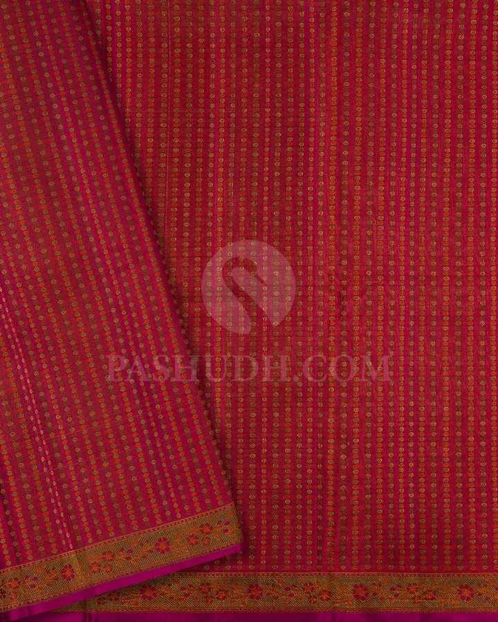Pink Shot Orange Kanjivaram Silk Saree-DJ365(A)