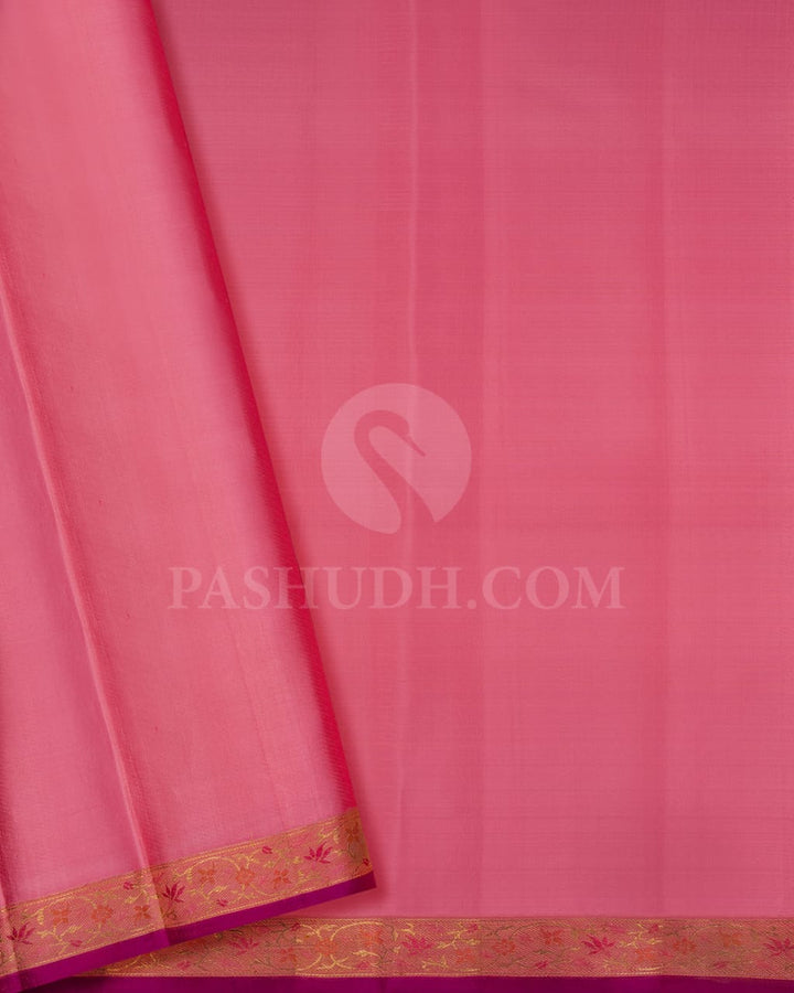 Baby Pink And Magenta Kanjivaram Silk Saree-DJ368(B)