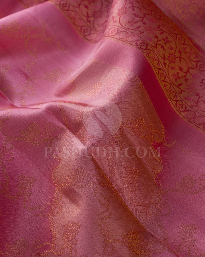 Baby Pink And Magenta Kanjivaram Silk Saree-DJ368(B)