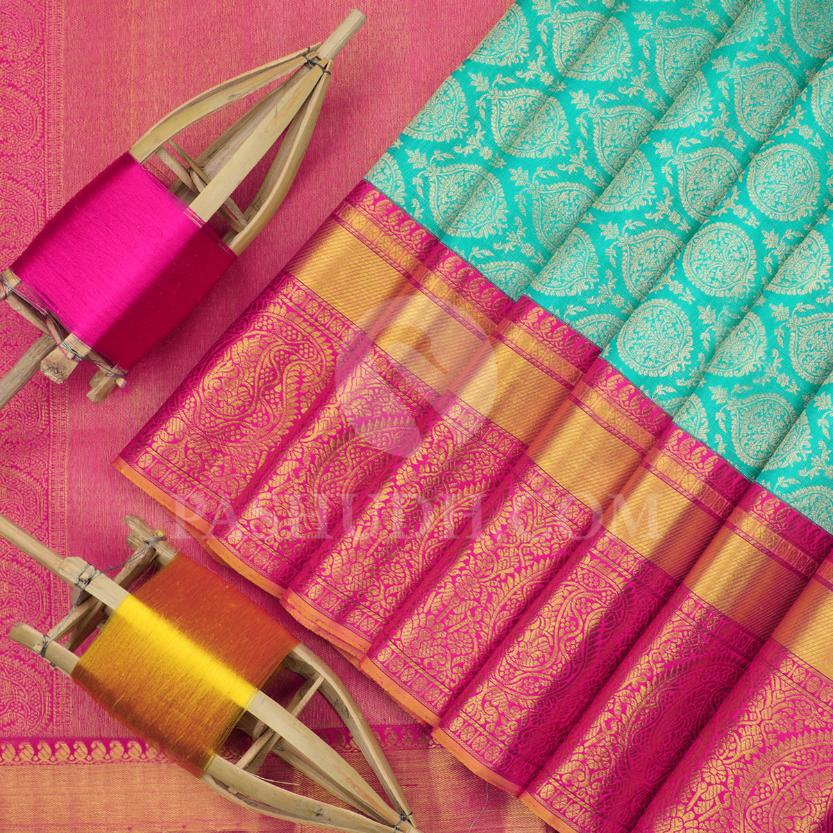 Nirmal Pure Khadi Cotton Handloom Saree Parrot Green main image 1