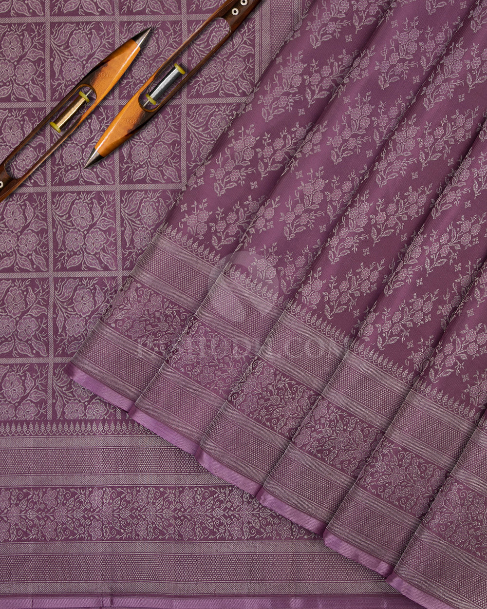 Heather Purple Kanjivaram Silk Saree - DJ173 - View 2