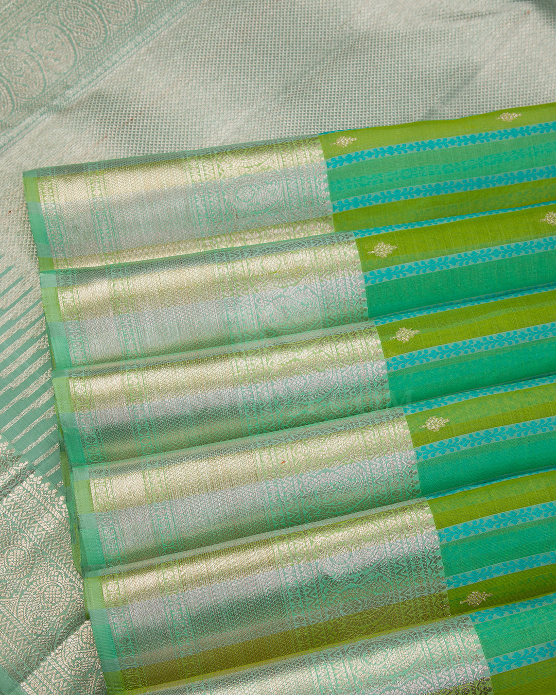 2Pista and Parrot Green Kanjivaram Silk Saree  - S615