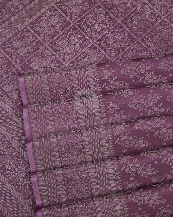 Heather Purple Kanjivaram Silk Saree - DJ173 - View 4