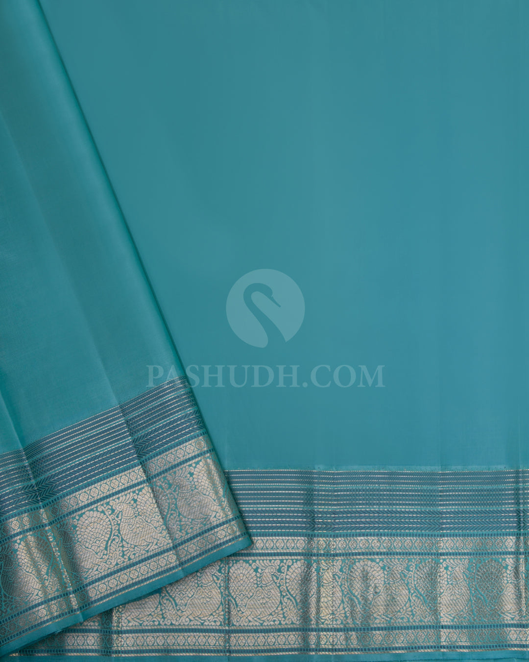 Yellow and Sky Blue Pure Zari Kanjivaram Silk Saree - S639 - View 4