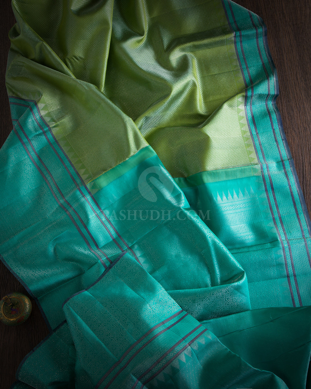 Pista and Sky Blue Kanjivaram Silk Saree - DJ155 view 1