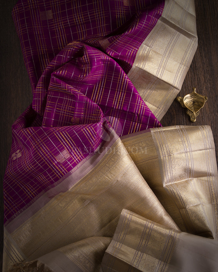 Purple and Grey Kanjivaram Silk Saree - S583 View 2