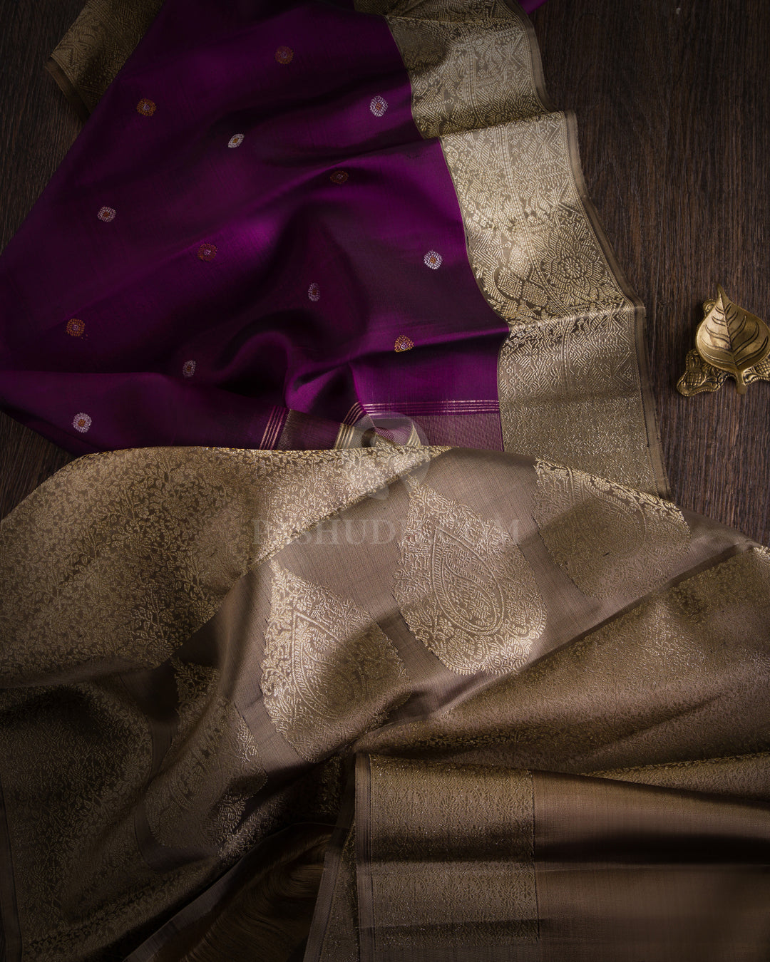 Purple and Grey Pure Zari Kanjivaram Silk Saree - S638 - View 3