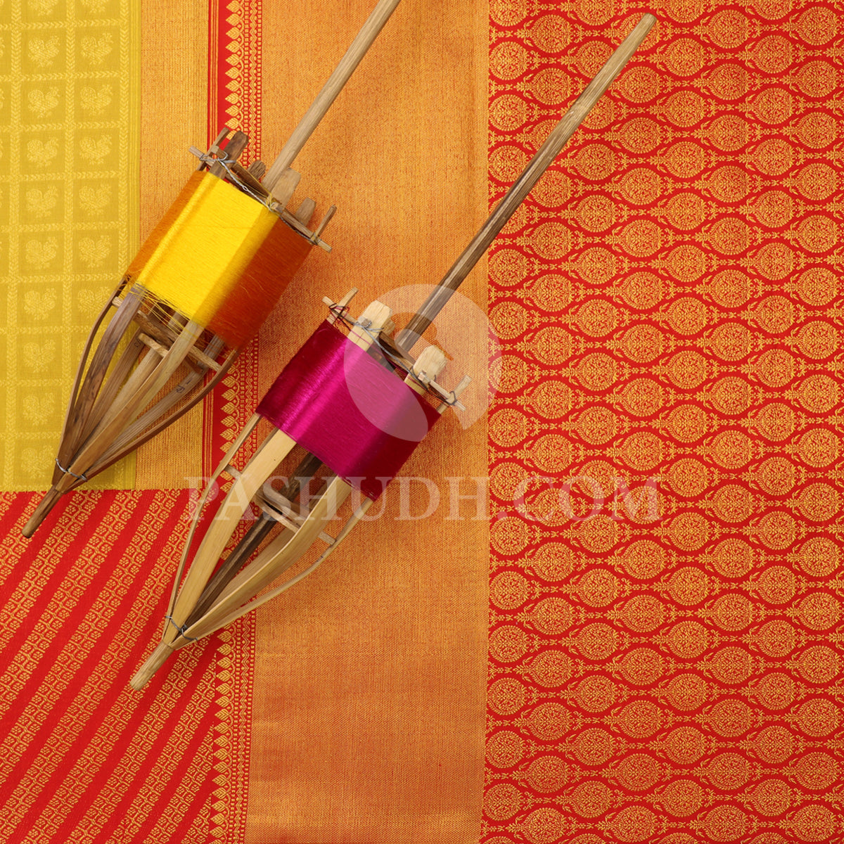 Mustard Kanjivaram Silk Embroidered Designer Saree