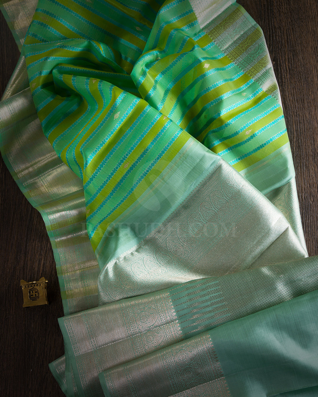 5Pista and Parrot Green Kanjivaram Silk Saree  - S615