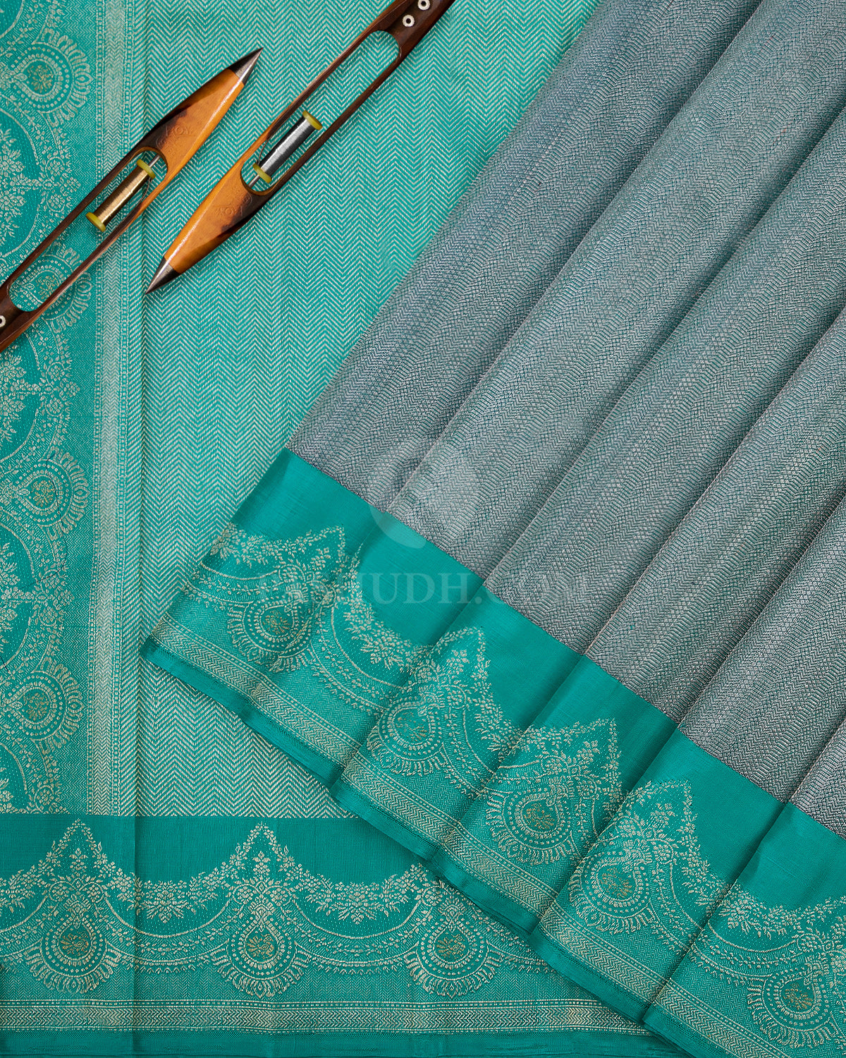 Sapphire Green Kanjivaram Silk Saree - S862 - View 3