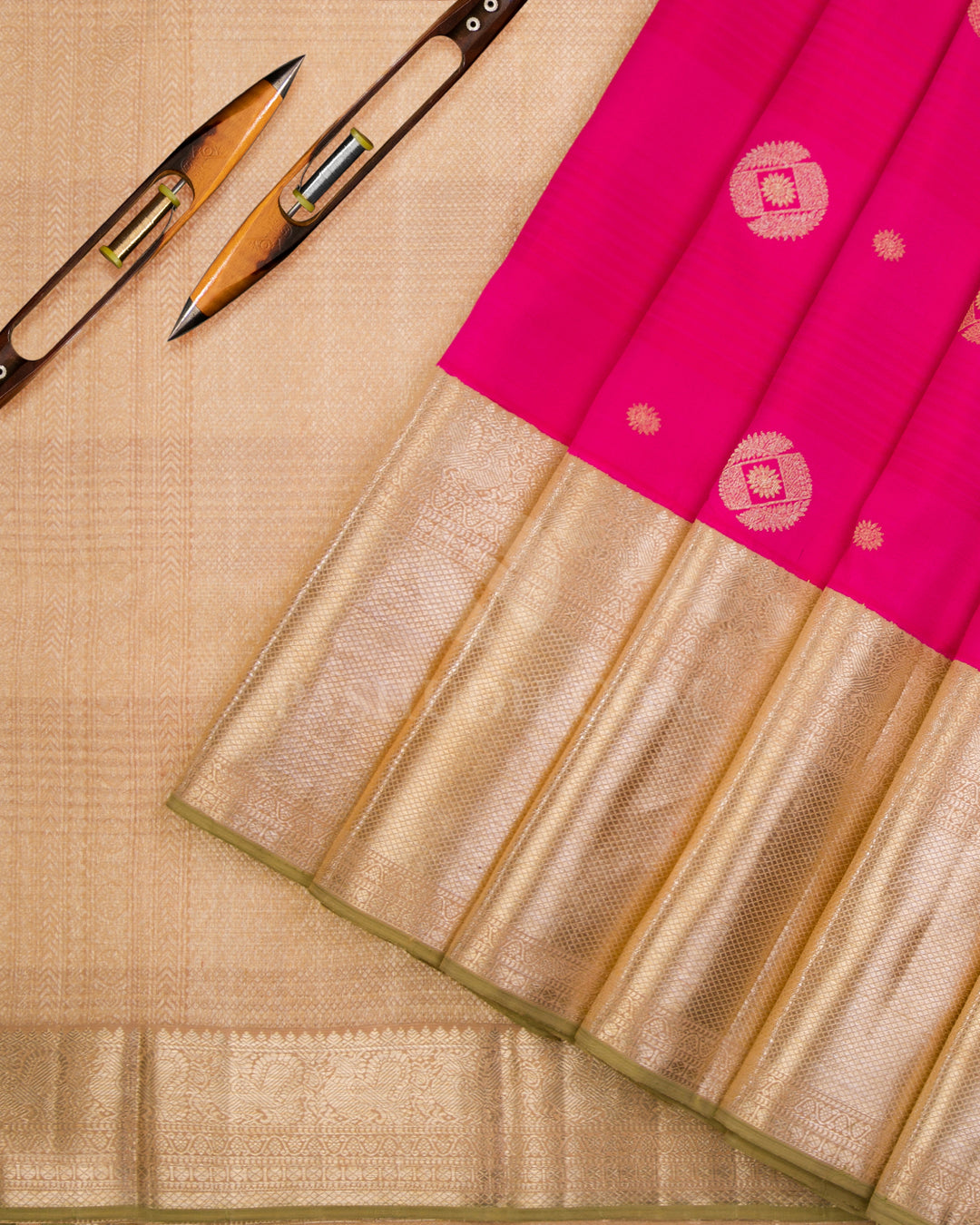 Pink & Beige Kanjivaram Silk Saree - S899 - View 3