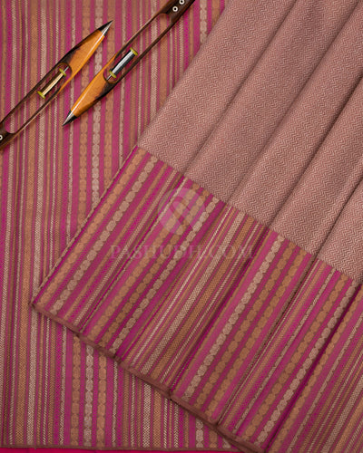 Chocolate and Pink Kanjivaram Silk Saree - S793- View 3