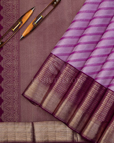 Lavender and Purple Kanjivaram Silk Saree - DT252(A) - View 1