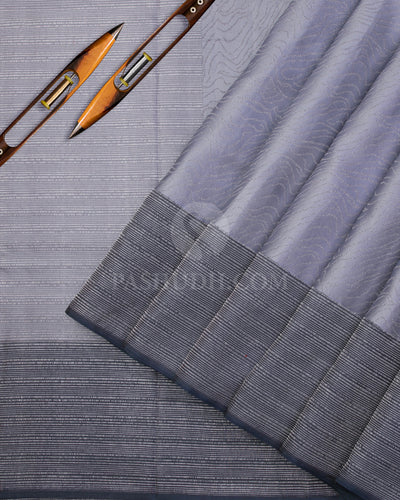 Silver Grey & Dark Grey Kanjivaram Silk Saree - D507(A) - View 1