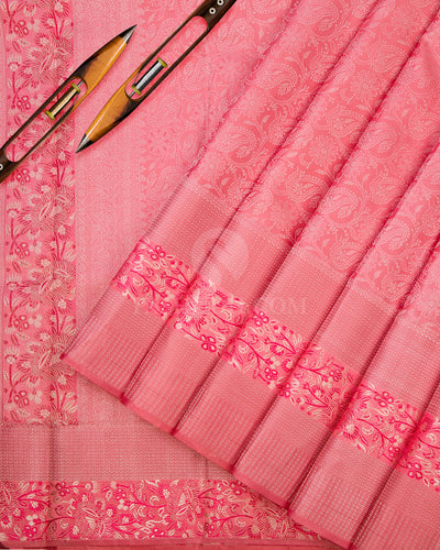 Flamingo Pink Kanjivaram Silk Saree - DT205
