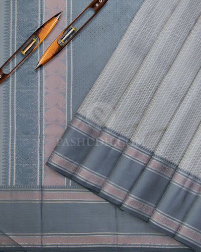 Mild Blue & Grey Kanjivaram Silk Saree - DS1(A) - View 1
