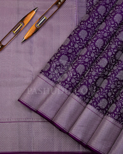 Violet and Pale Lavender Kanjivaram Silk Saree - DT230