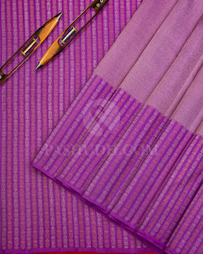 Lavender and Rust Orange Kanjivaram Silk Saree - S962