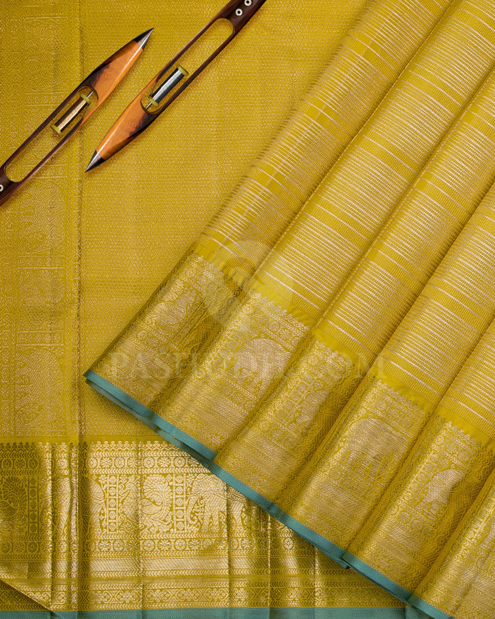Parrot Green Kanjivaram Silk Saree - DJ256