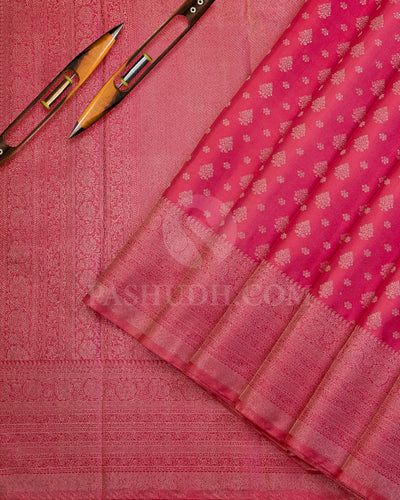 Watermelon Pink Kanjivaram Silk Saree - D488