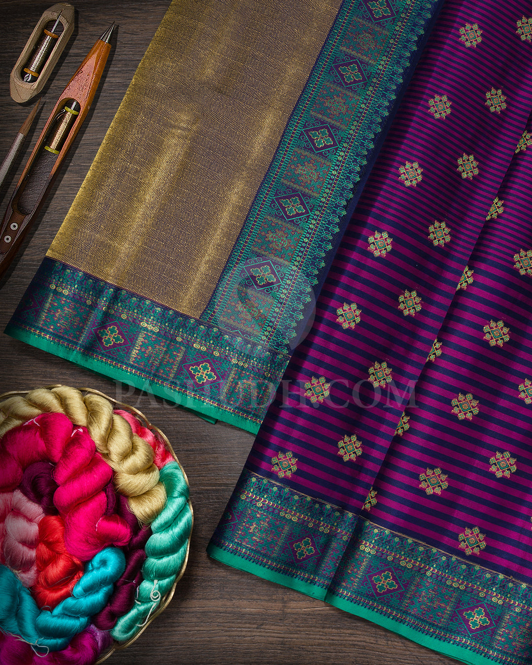 Rani Pink And Navy Blue Kanjivaram Silk Saree-DJ447(A)