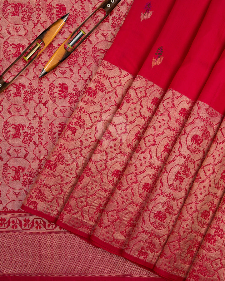 Red Kanjivaram Silk Saree - S1111(A) - View 2
