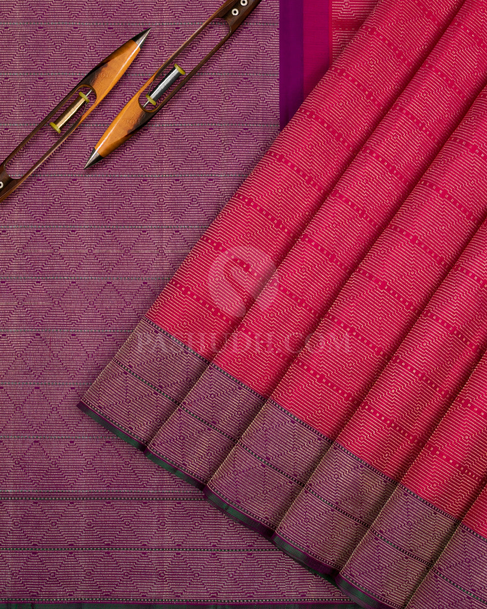 Red & Purple Kanjivaram Silk Saree - DJ293(C) - View 1