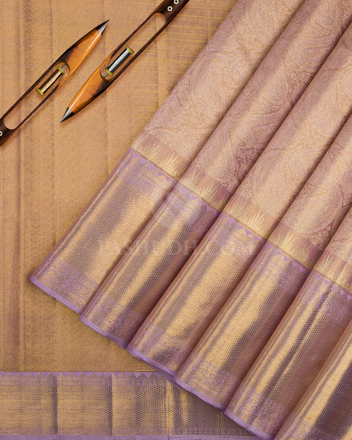 Light Lavender Kanjivaram Tissue Silk Saree - S1049(B) - View 2