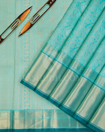 Sky Blue Pure Zari Kanjivaram Silk Saree - P154(B) - View 2