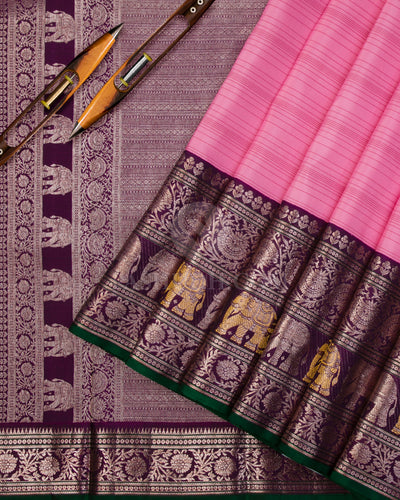 Pink and Purple Kanjivaram Silk Saree - S1013(A)