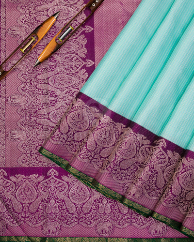 Sky Blue and Purple Kanjivaram Silk Saree - S1060(A)