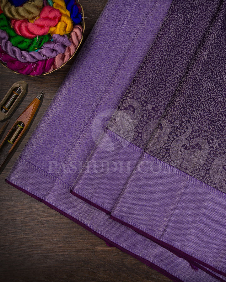 Violet And Lavender Kanjivaram Silk Saree - D528(F)