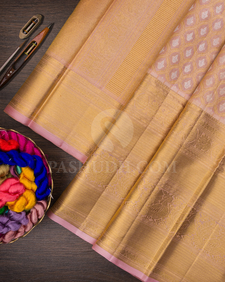 Lace Pink Kanjivaram Silk Saree - BKB17