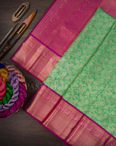 Rexona Green And Rani Pink Kanjivaram Silk Saree - S1151(F)
