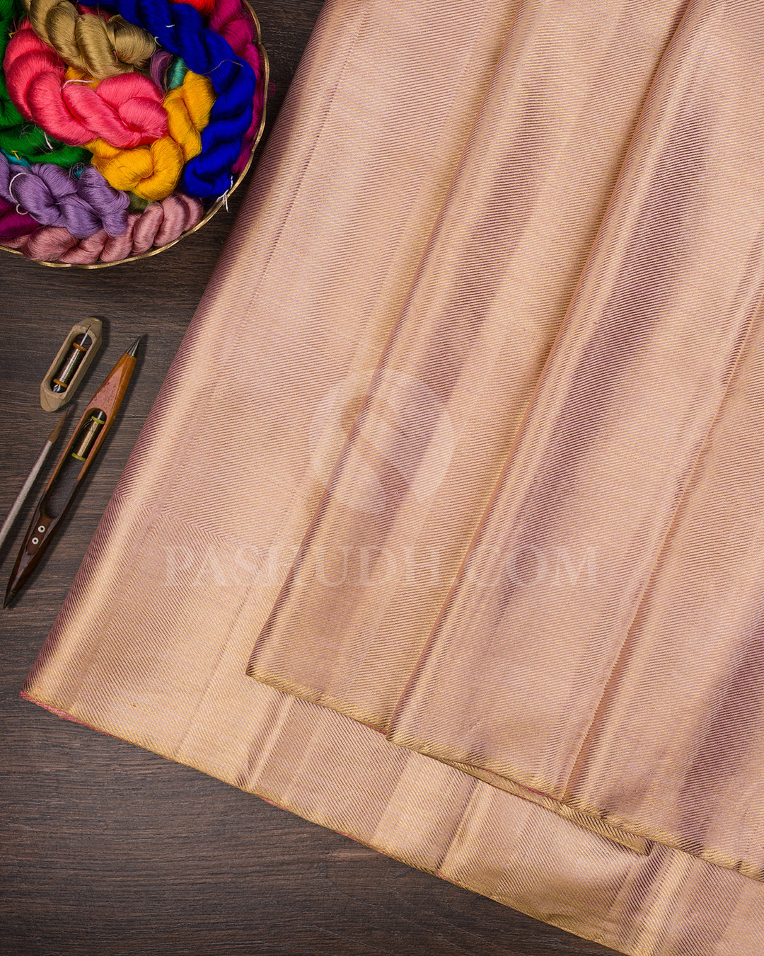 Pink Toned Gold Borderless Tissue Kanjivaram Silk Saree - BKB15