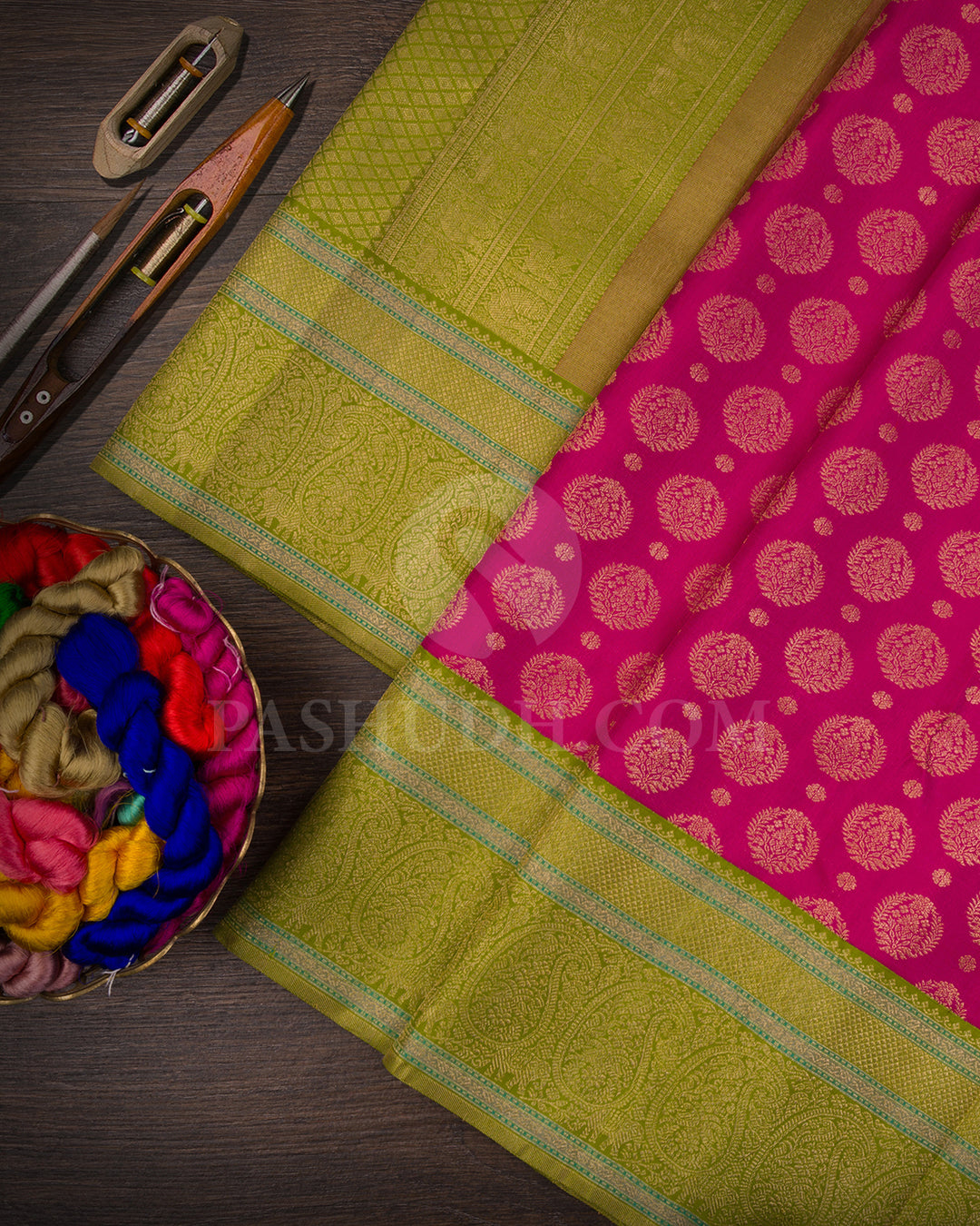 Rani Pink And Parrot Green Kanjivaram Silk Saree - S1071( C )