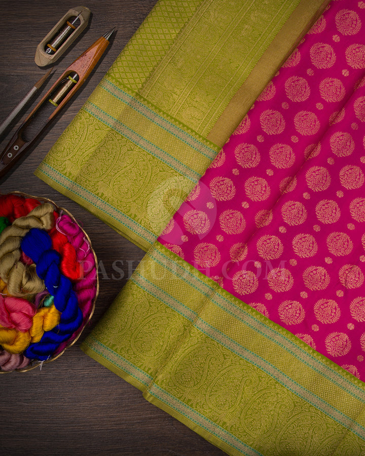 Rani Pink And Parrot Green Kanjivaram Silk Saree - S1071( C )