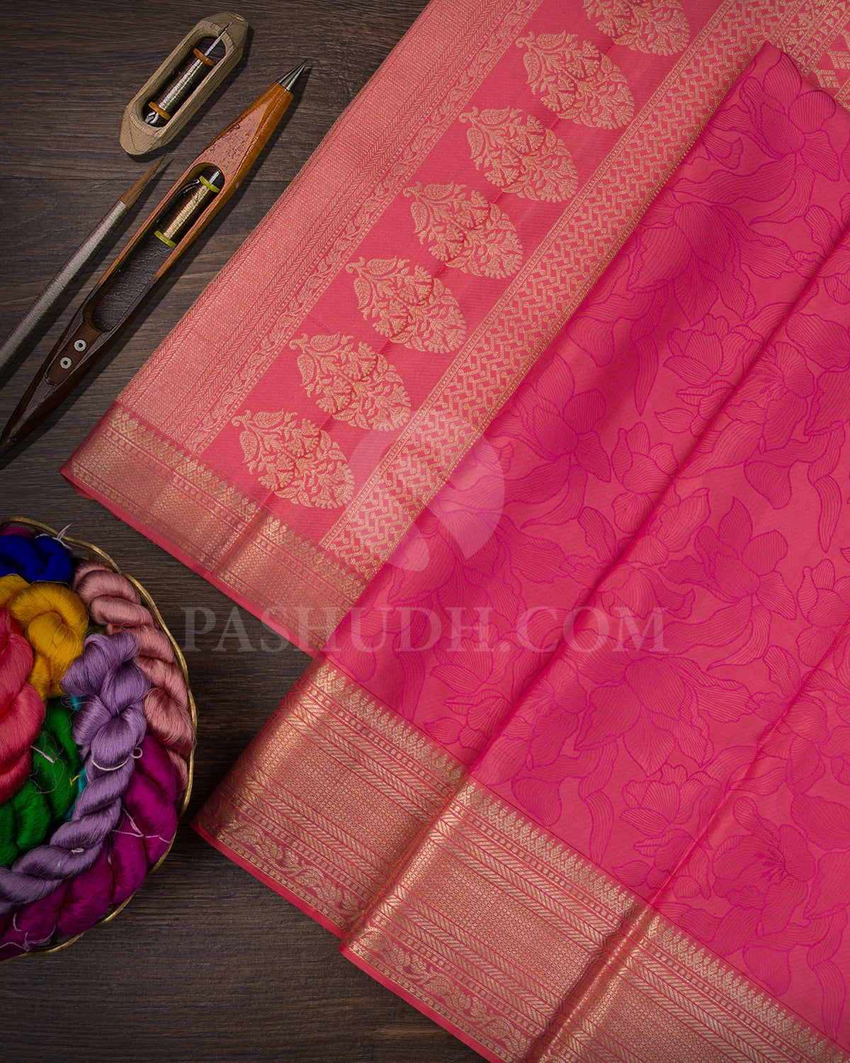 Peach Pink Kanjivaram Silk Saree - D609(B)