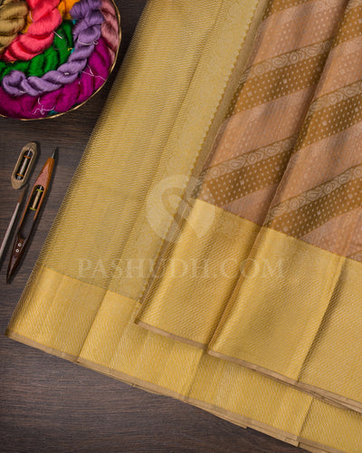 Dark Mustard And Golden Yellow Kanjivaram Silk Saree - D525(E)