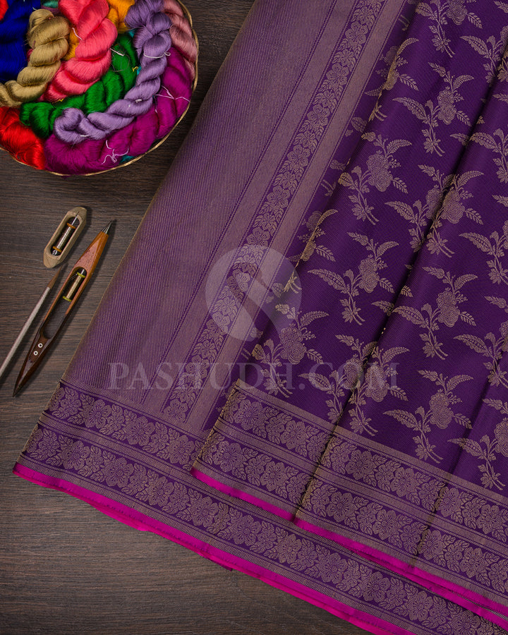Purple And Rani Pink Kanjivaram Silk Saree - DJ346(B)