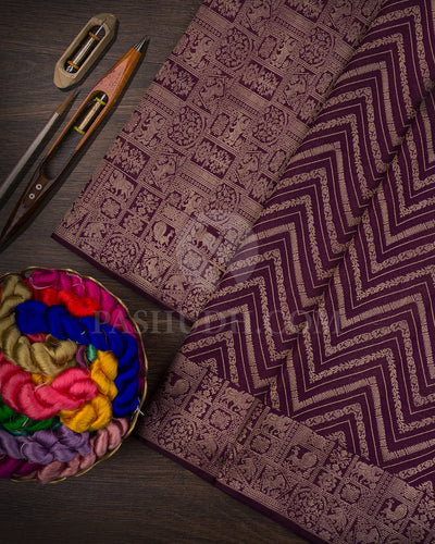 Purple And Candy Pink Kanjivaram Silk Saree - D611(A)